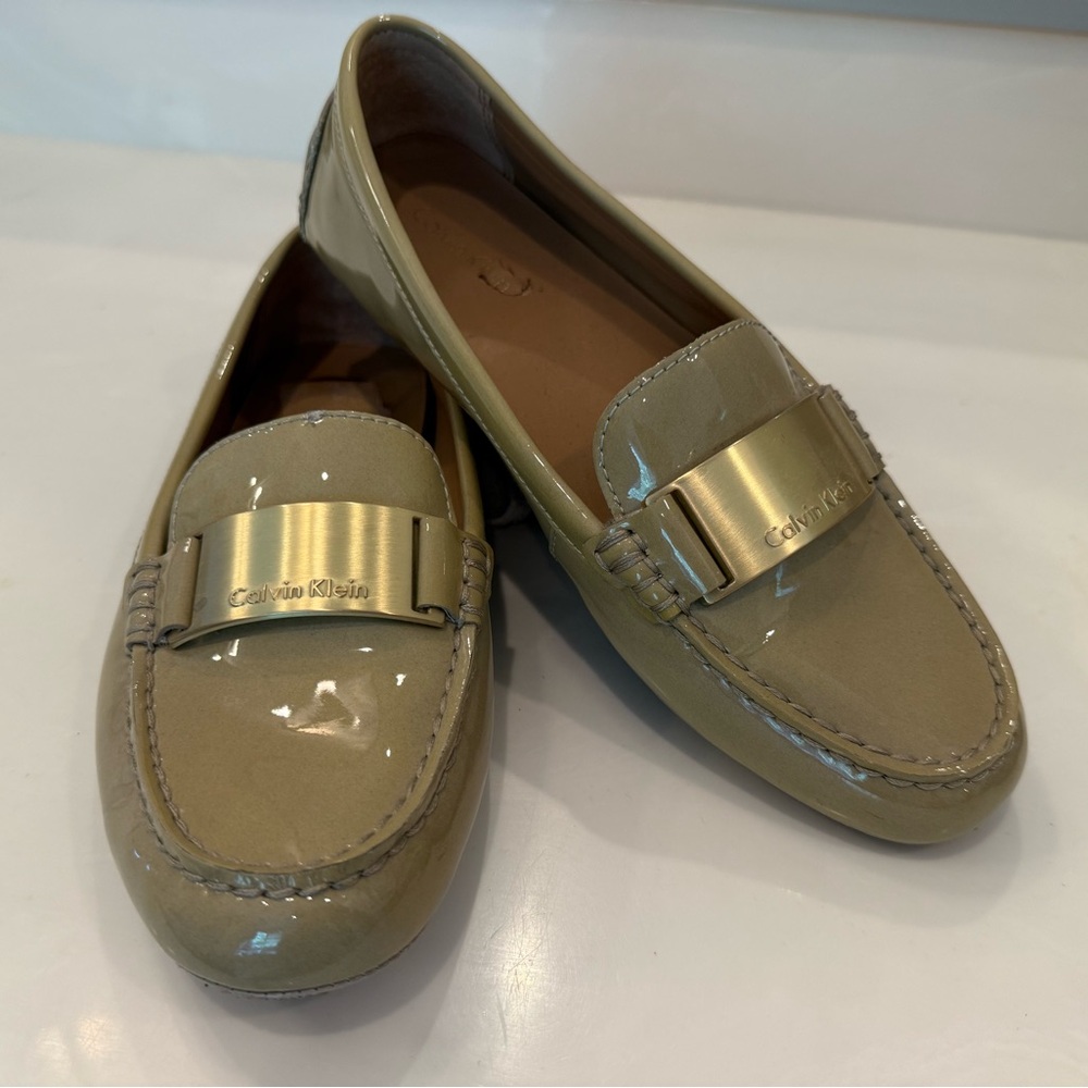 Calvin Klein Women's Beige Patent Loafers